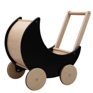 Drevený kočík, chodítko pre deti 2v1 Montessori Baby Mix čierny - BABY MIX