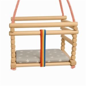 Detská hojdačka buková Baby Mix prírodná + poduška - BABY MIX