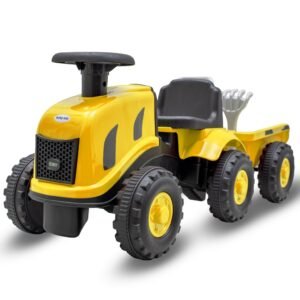 Detské odrážadlo traktor s vlečkou a náradim Baby Mix Benny žltý - BABY MIX