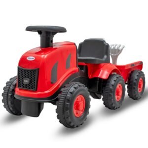 Detské odrážadlo traktor s vlečkou a náradim Baby Mix Benny červený - BABY MIX
