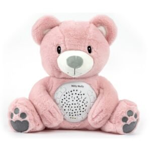 Plyšový zaspávačik medvedík s projektorom Milly Mally Bear pink - MILLY MALLY