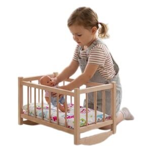 Drevená postieľka-kolíska pre bábiky s obliečkami Baby Mix owl - BABY MIX