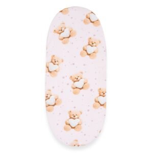 Bavlnené prestieradlo do kočíka New Baby Love Teddy Bear pink 35x75 cm - NEW BABY