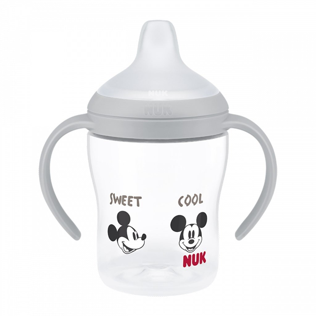 Dojčenská fľaša na učenie pitia s motívom DISNEY Minnie 150 ml, sivá – pohodlnejšie kŕmenie a pitie