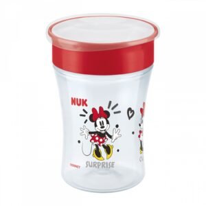 Detský 360° hrnček na učenie pitia s motívom Minnie ( .) 360 ° 230 ml, 8+ m – jednoduchší prechod na samostatné pitie