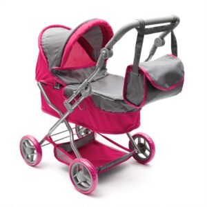 Hlboký kočík pre bábiky Baby Mix Viola ružovo šedý - BABY MIX
