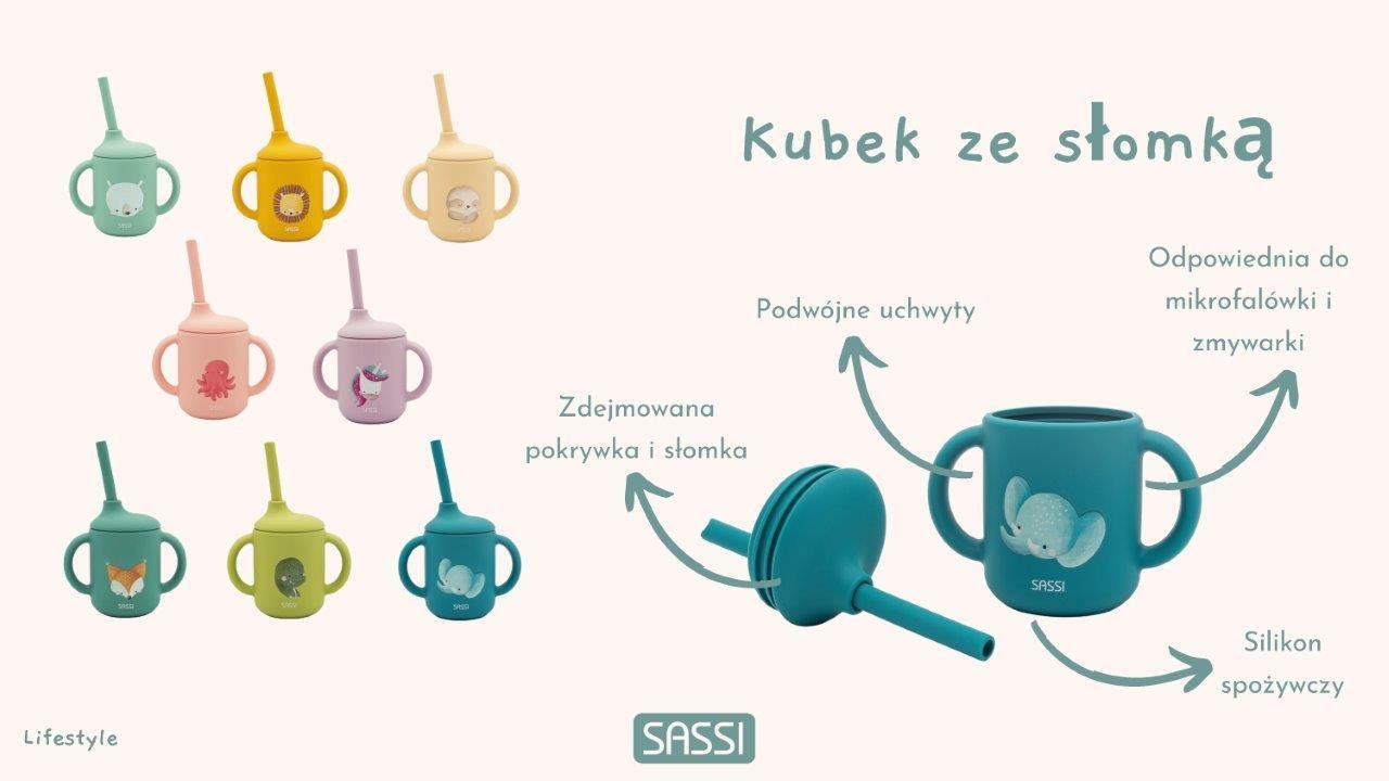Silikónový pohárik so slamkou pre deti Dinozaur SASSI – Obrázok 8